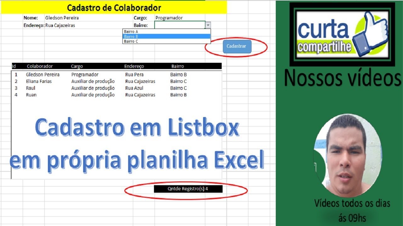 Como criar Listbox para realizar cadastro na própria planilha do excel