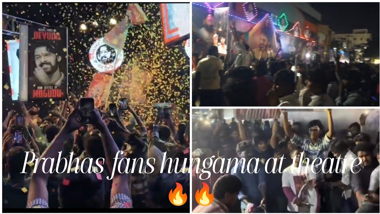 Prabhas fans hungama at theatre || Rajasaab movie fans celebrations #rajasaab