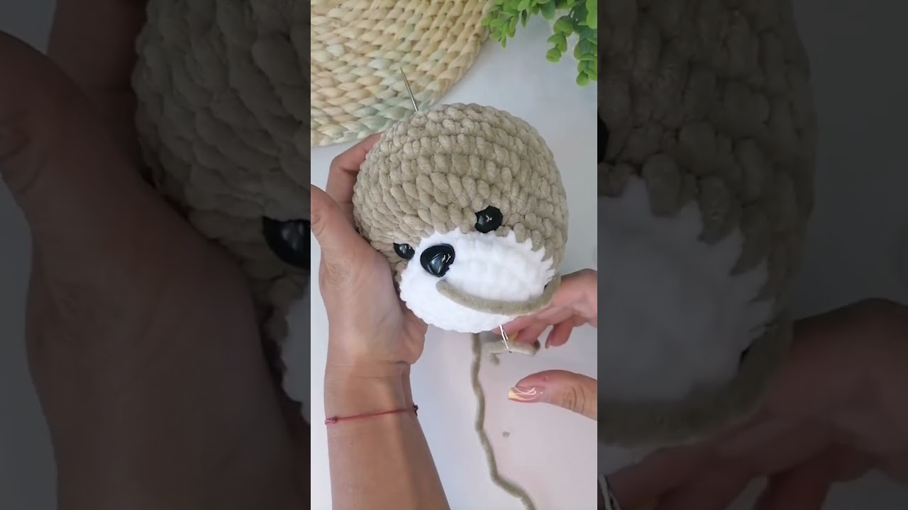 Face embroidery for Bear with cardigan crochet pattern