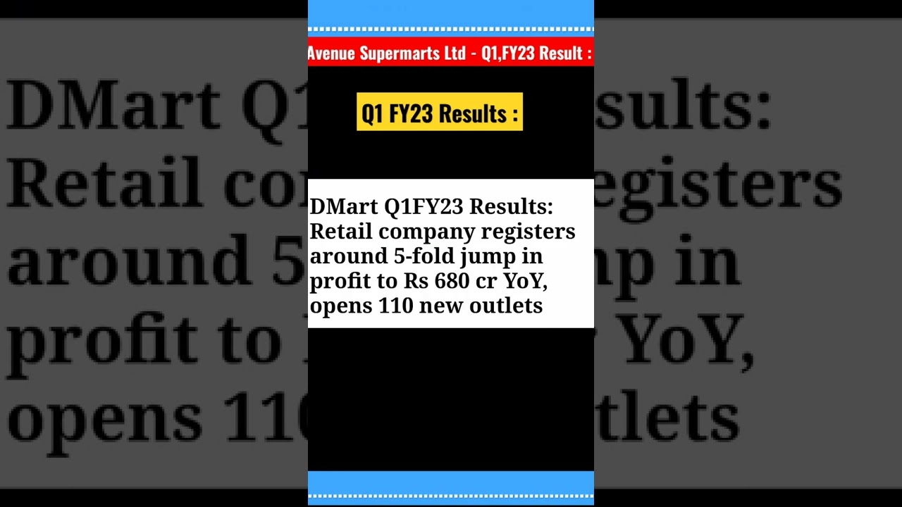 Avenue Supermart Q1FY23 results l Outstanding Performance l #sharemarket #Dmart #Q1result #ytshorts