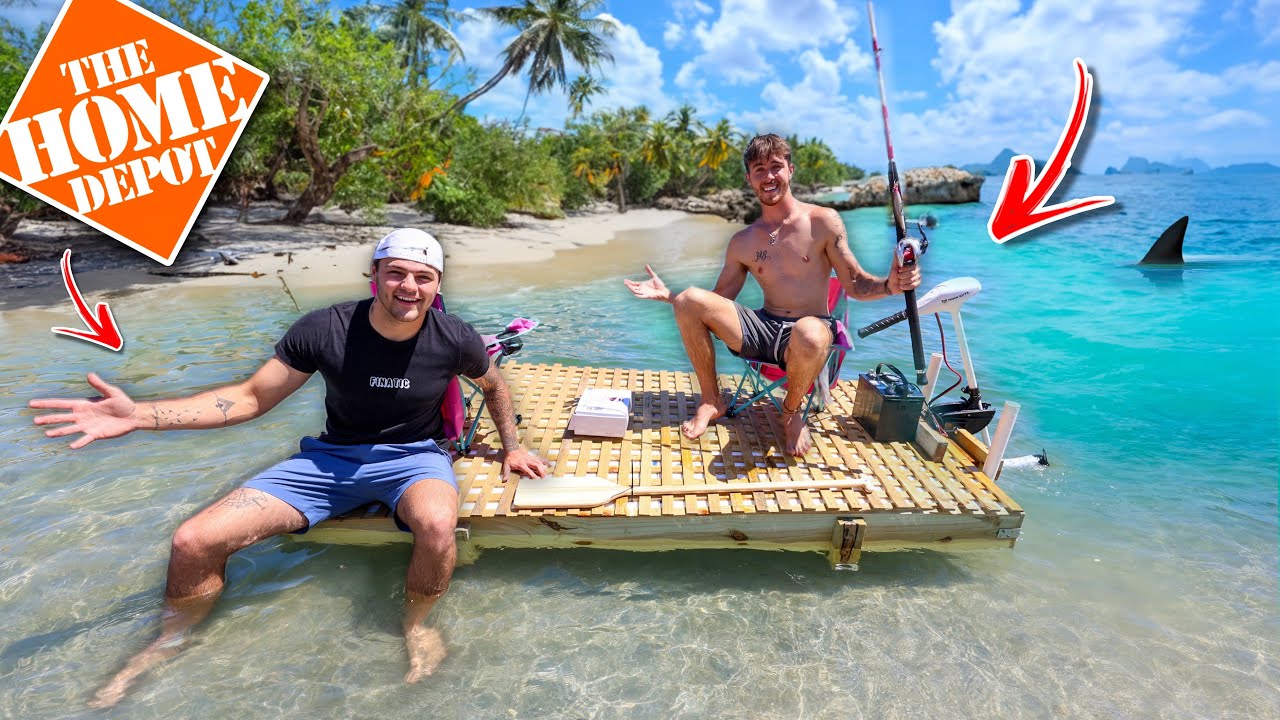 We Built a HomeDepot BUDGET Life-raft to Survive?? (Cops Called)