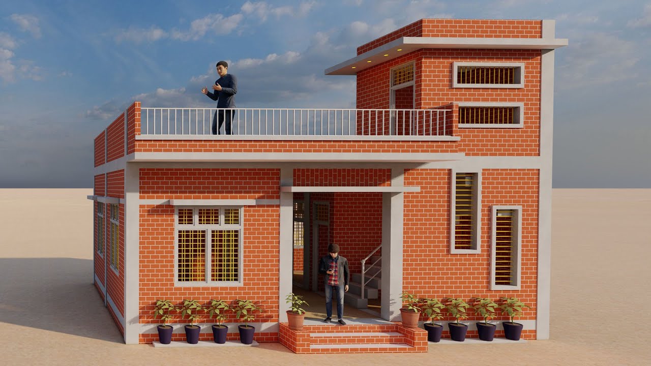 3D 3 Bedroom Village House Design, Village House Plan,3D gav ka naksha,Teen Kamre Ka Naksha