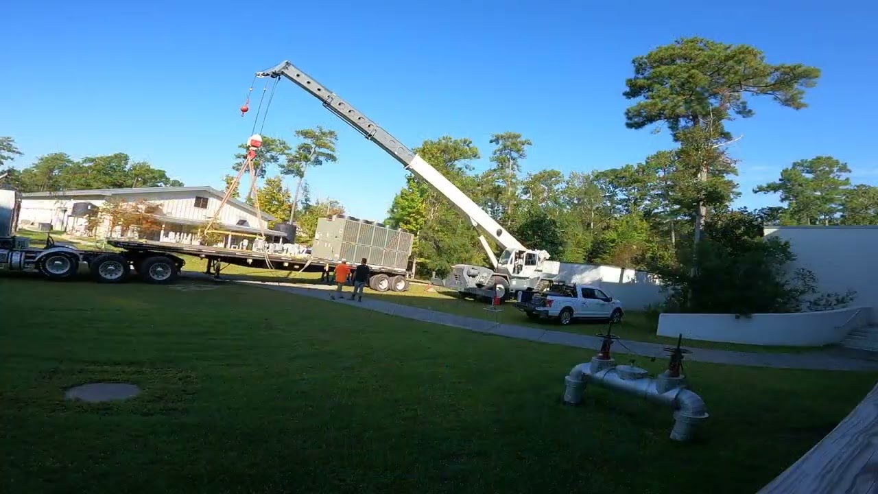 A Day As A Crane Operator | Industrial Chiller Replacement | Terex RT-555 | Ocean Springs, MS