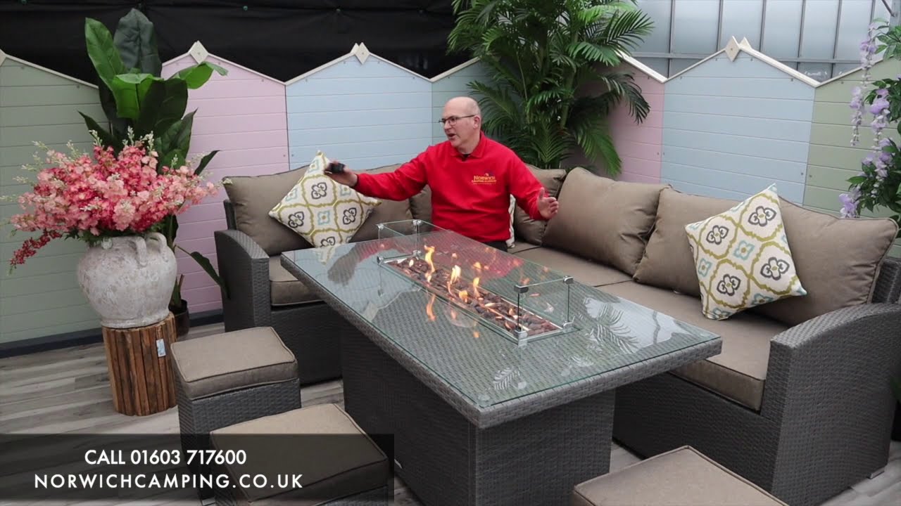 Norcamp Rectangular Firepit Corner Set | Garden Furniture