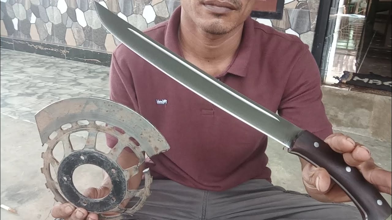 tutorial full membuat golok keren dari disk cakram GL 100 lengkap gagang dan sarung#forging