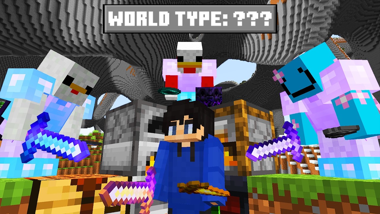 Minecraft Manhunt On The WEIRDEST World Type REMATCH