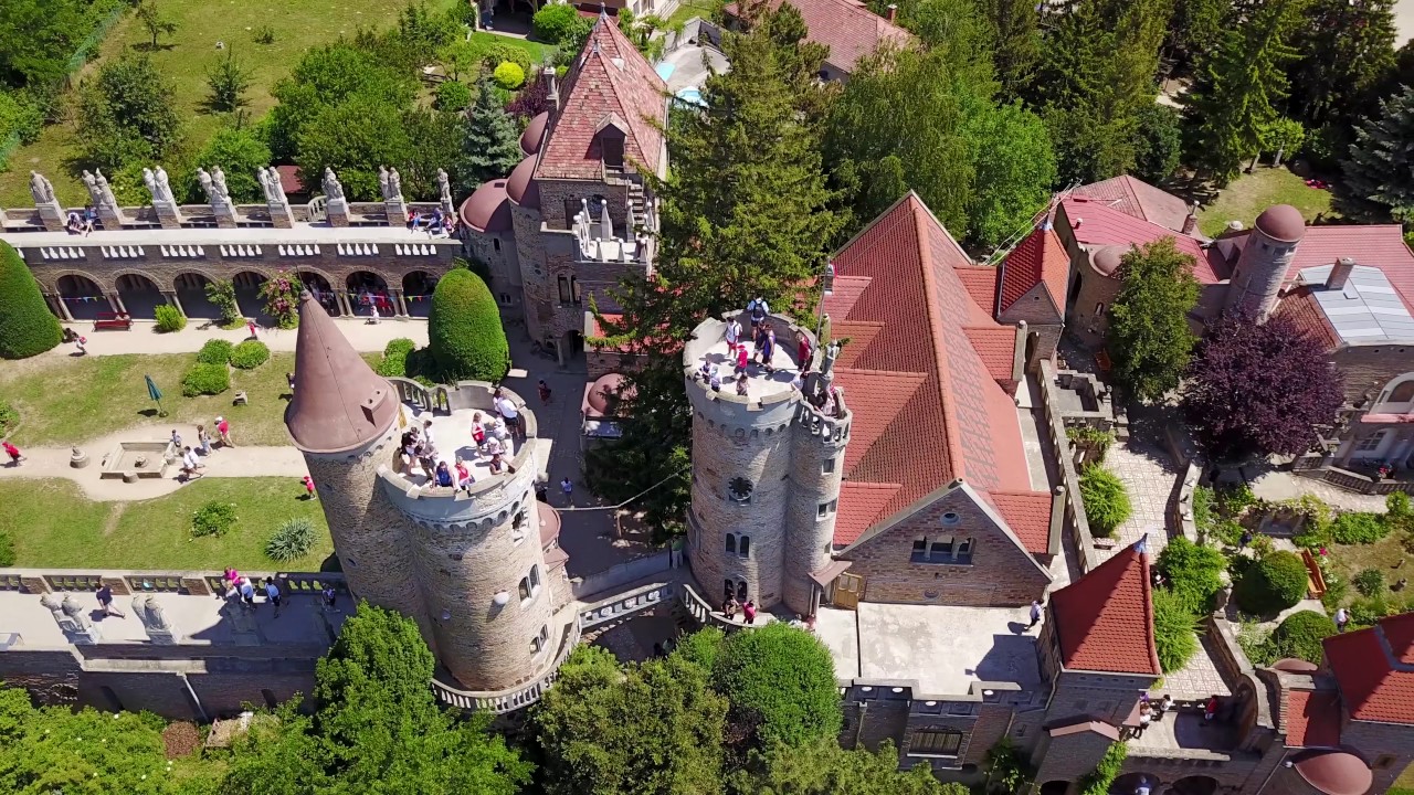 Aerial view of the Bory Castle / Bory-vár - Székesfehérvár Hungary 4K/UHD