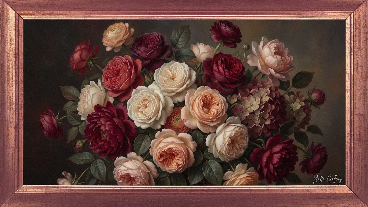 Vinatge Roses Painting 🌷TV wallpaper Art |  Frame TV Art | TV Screensaver Art