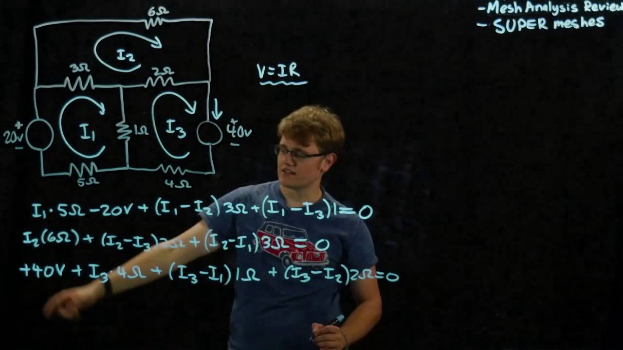 Circuits 1 - Mesh Analysis and Super Mesh - Example