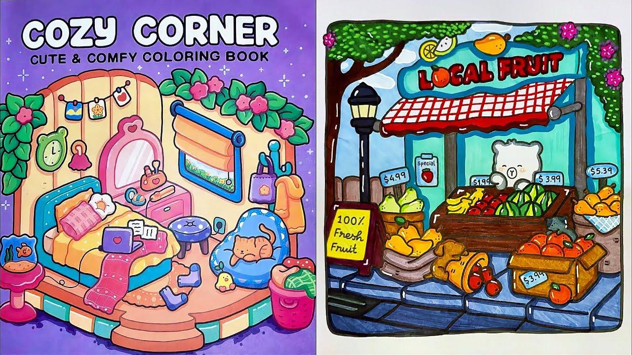 Mewarnai Toko Buah Lokal & ASMR | Buku Mewarnai Cozy Corner 