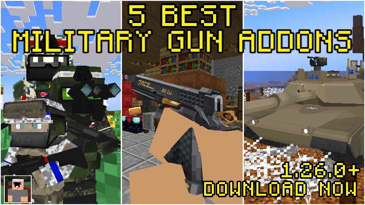 5 BEST Military Gun Addons in Minecraft Bedrock and Mcpe 1.26.0+