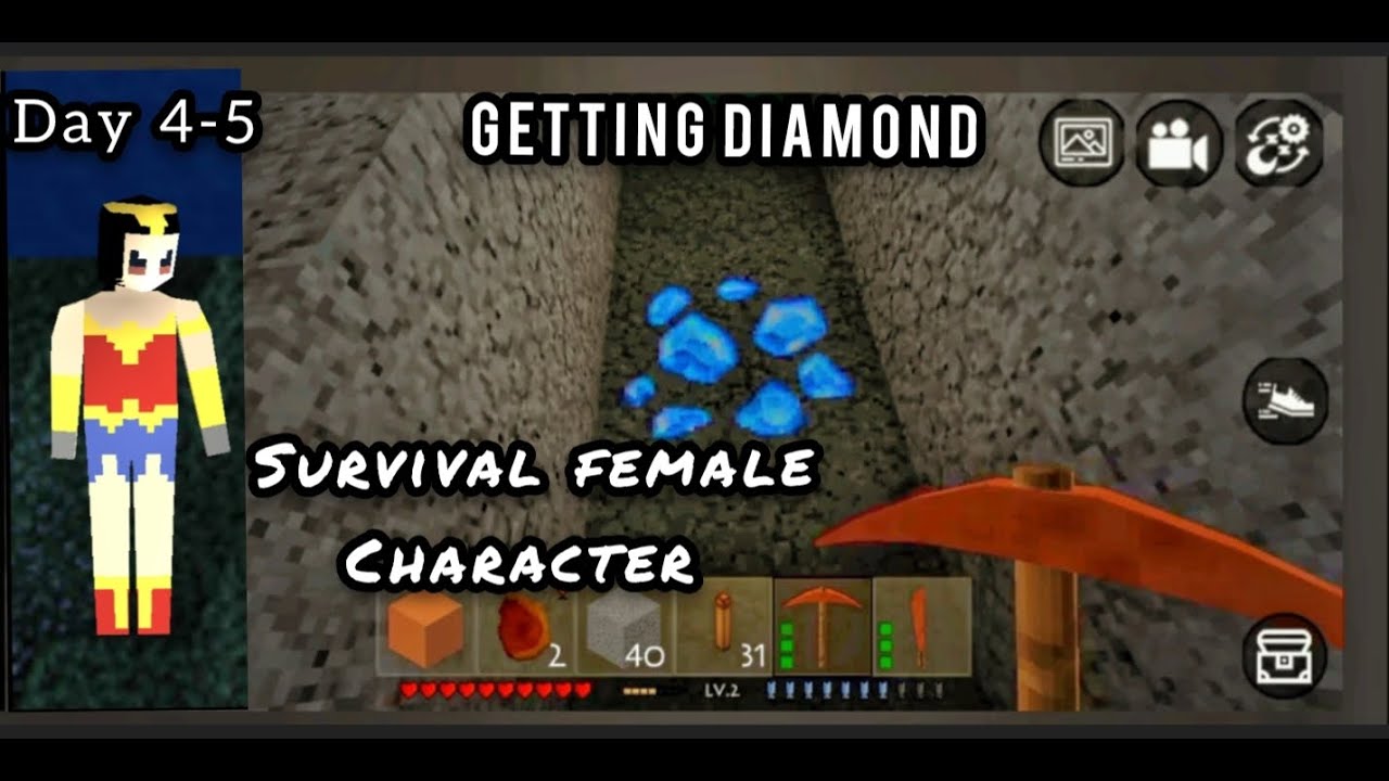 Survival series season 5 Female Player Day 4-5 getting diamond in non-cave Mini block craft