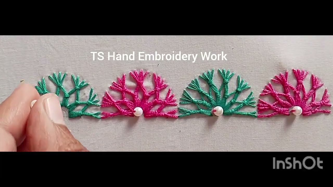 Fancy Border Embroidery Design For Dress/Sleeves /Hand Embroidery Flower Border Design 