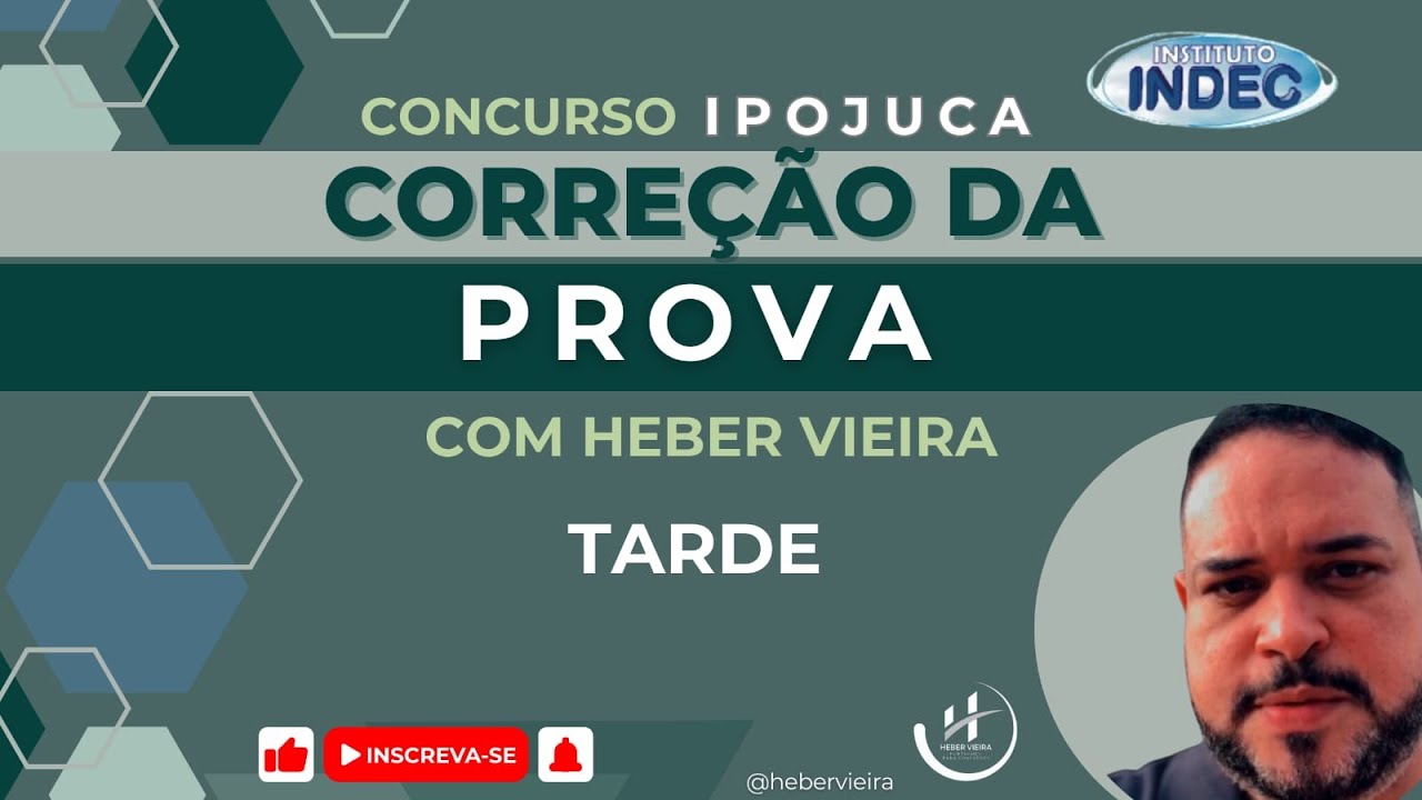 CORREÇÃO DA PROVA DE PORTUGUÊS IPOJUCA TARDE INDEC HEBER VIEIRA