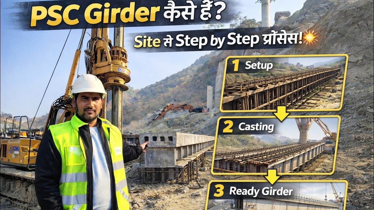 🌉Site पर PSC Girder ऐसे बनता है! 😲 | Complete Step by Step गाइड! 🏗️🔥💥 #apnasite #construction 