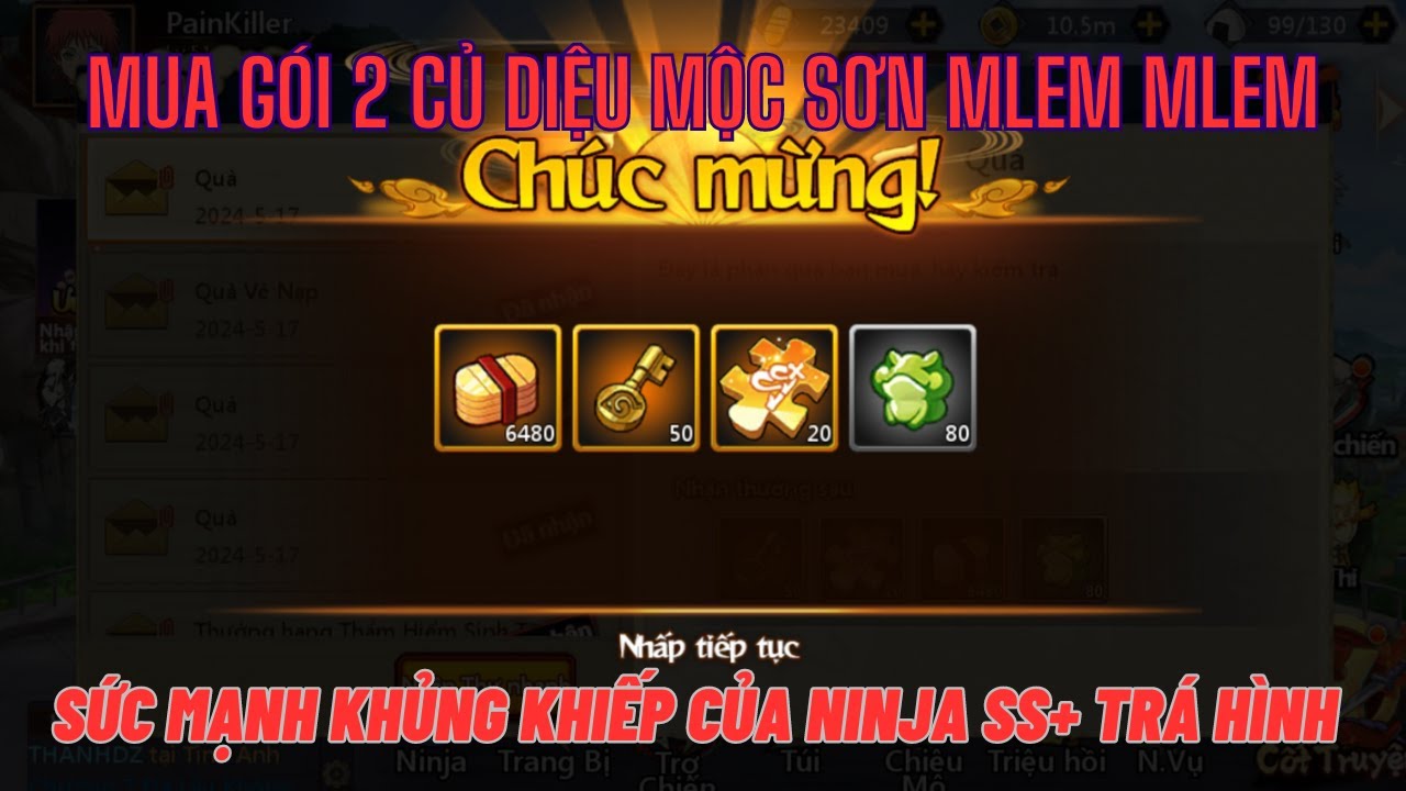 Huyền Thoại Làng Lá - Nạp 2 củ mua full gói Diệu Mộc Sơn - Sức mạnh hủy diệt của ninja SS+ trá hình