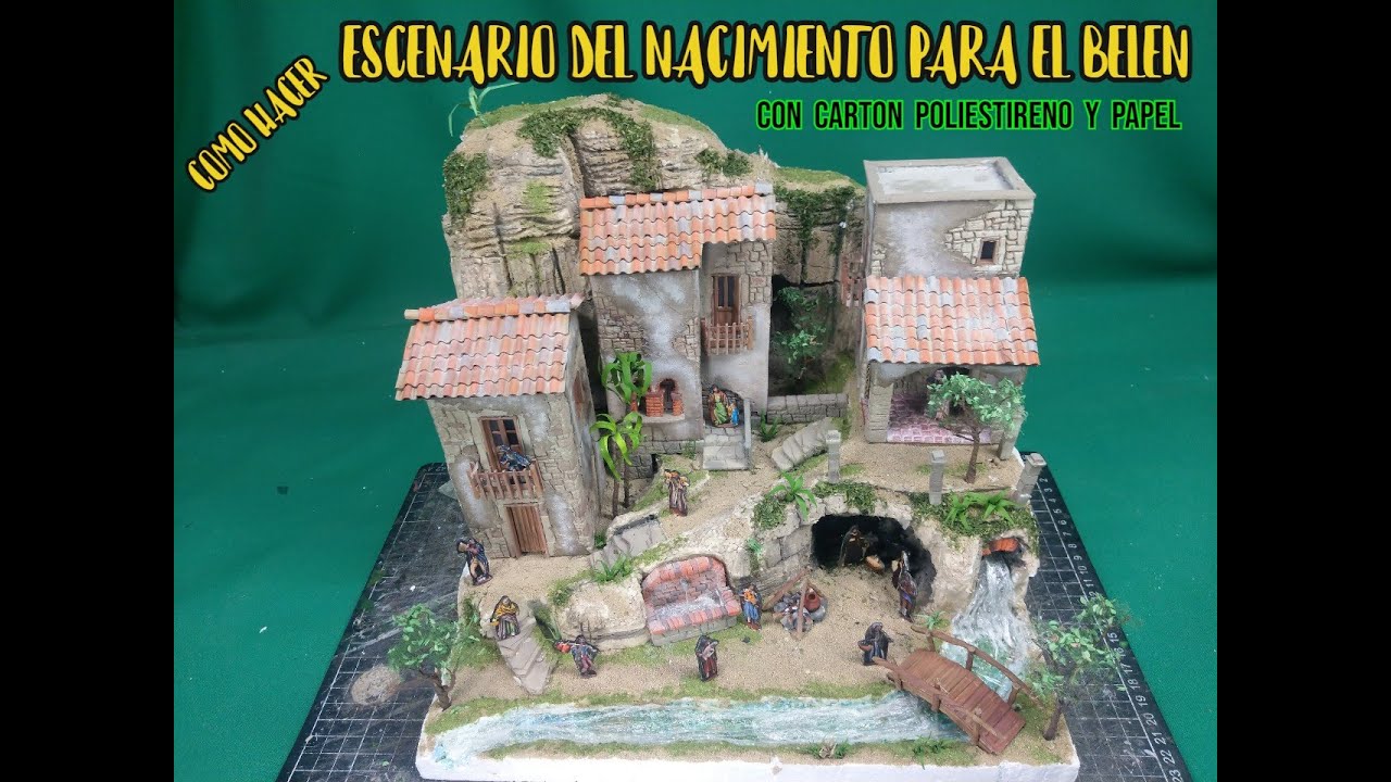 Como hacer/ESCENARIO DE NACIMIENTO NAVIDEÑO PARA EL BELEN/con carton papel y poliestireno/ 2023