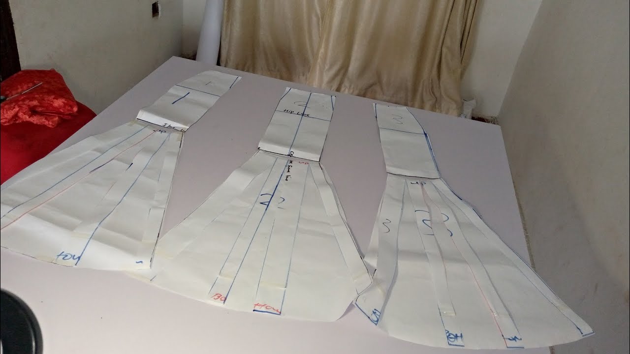 HOW TO DRAFT A 6 GORE SKIRT,(6PANEL SKIRT) SLASH AND SPREAD METHOD