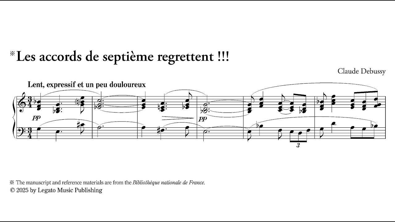Debussy, Claude (1905): Les accords de septi&egrave;me regrettent !!!, fragment pour piano &mdash; N. Horvath