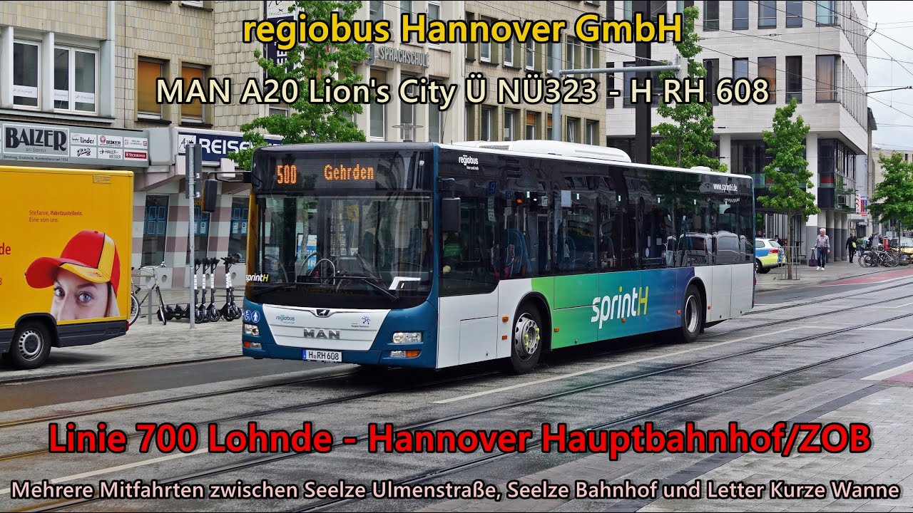 [Sound] Bus MAN A20 Lion's City Ü NÜ323 von regiobus Hannover GmbH - H RH 608 (Voith)