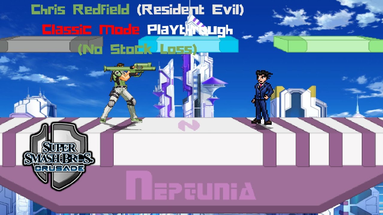 Smash Crusade 9.5 Demo - Chris Redfield (Resident Evil) Classic Mode Playthrough (No Stock Loss)