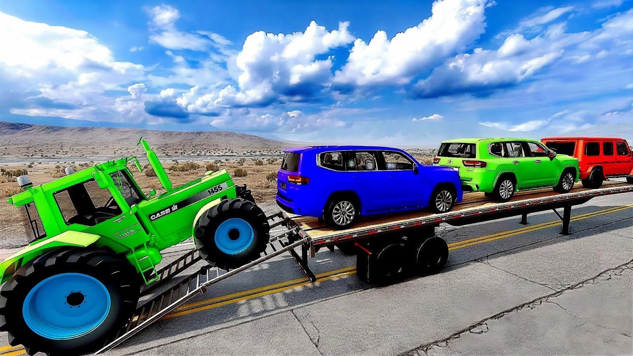 Flatbed Truck McQueen | Transportation with Truck - Pothole vs Car # | BeamNG.Drive Gameplay