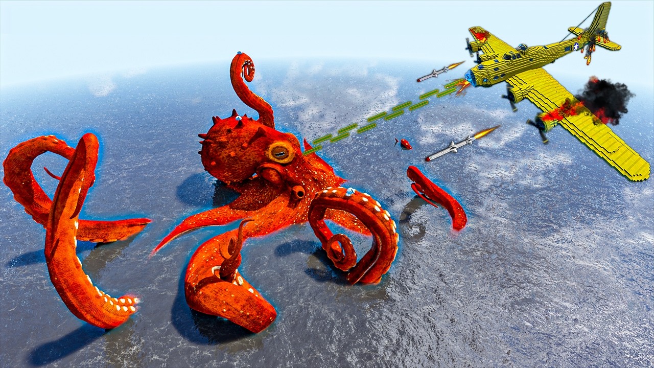Giant Kraken vs Warplane | Epic Sea Monster Battle | Teardown