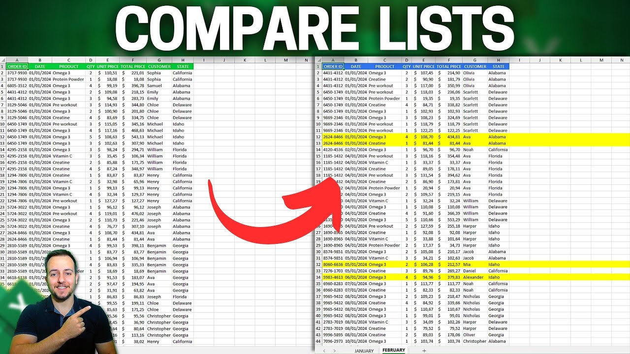 Compare Lists in Excel to Find Repeated Values or Missing Information | Easy Method