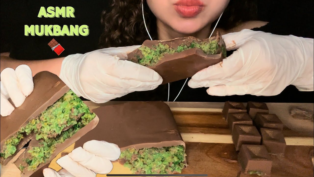 Dubai Pistachio Chocolate  (No Talking) ASMR MUKBANG || 먹방** Crunchy Eating sounds **