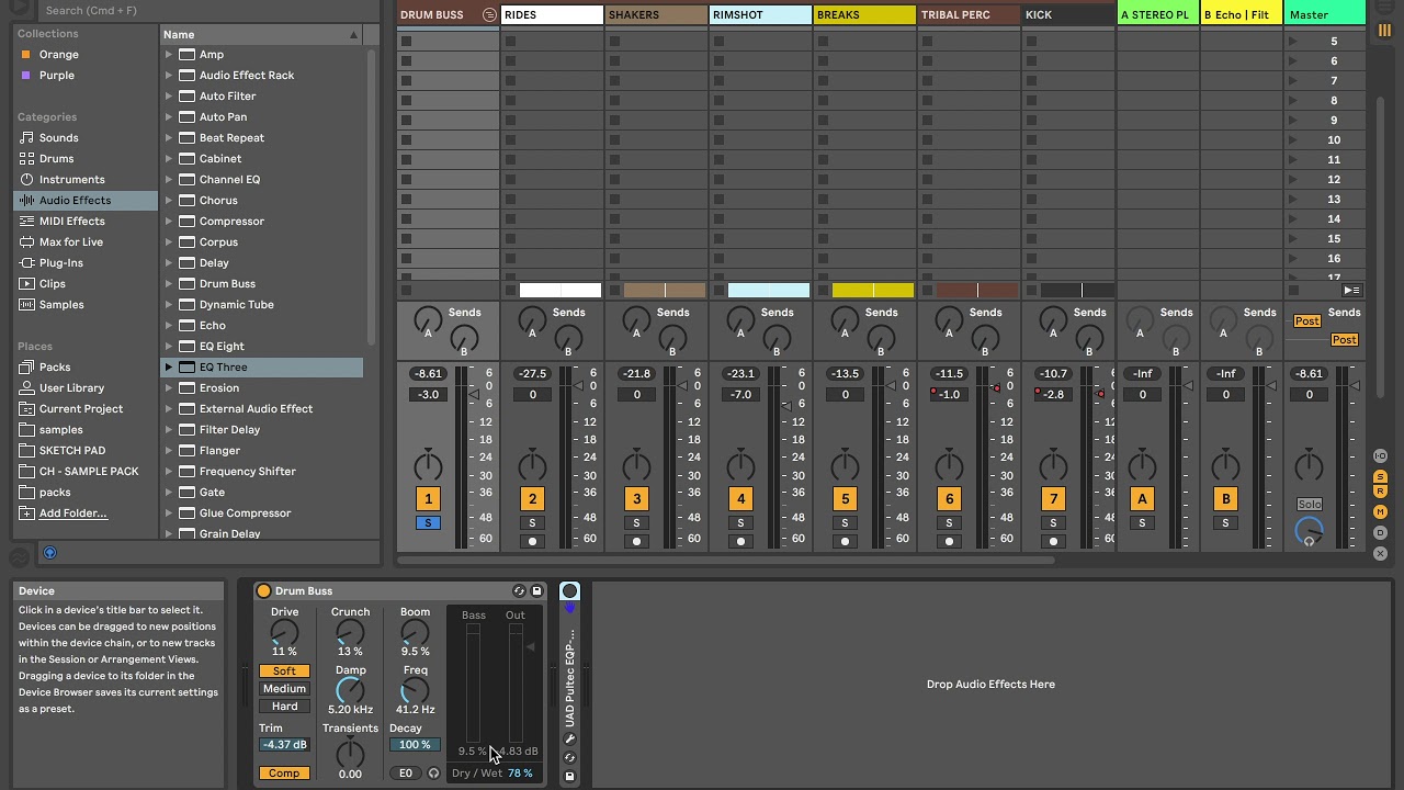 Ableton Drum Buss - How to thicken and fatten your drums