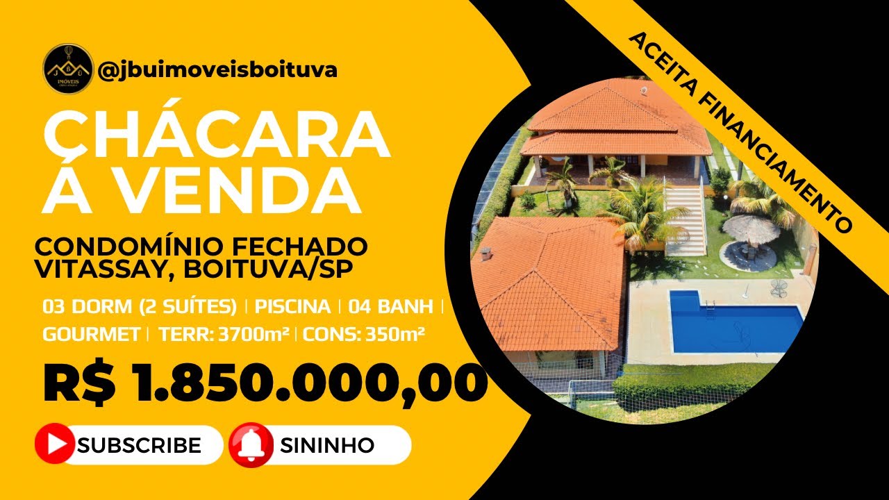 Chácara à Venda no Vitassay | 3.700m² | Riacho Natural | Boituva/SP
