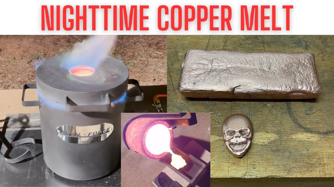 Copper Melt After Dark - ASMR Metal Melting - Trash to Treasure - Old A/C Parts - Camera Issues