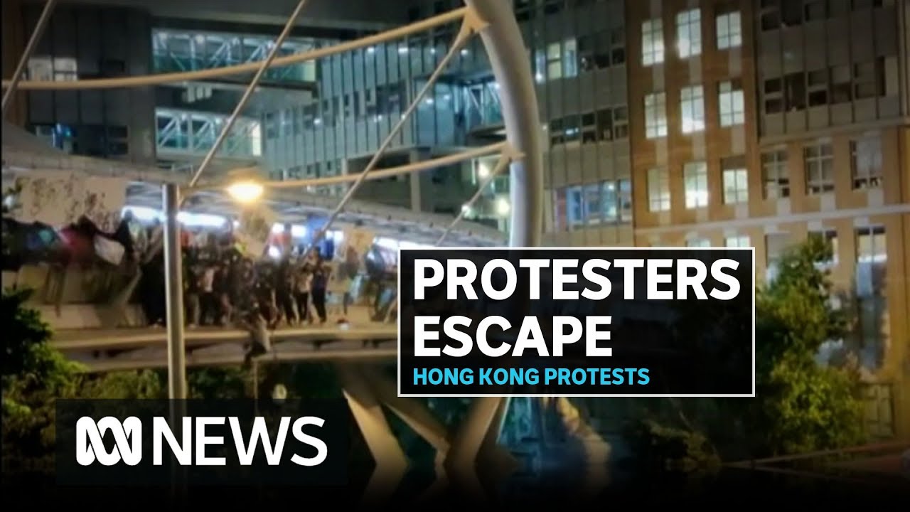 Hong Kong protesters surround police at university to support besieged students inside | ABC News
