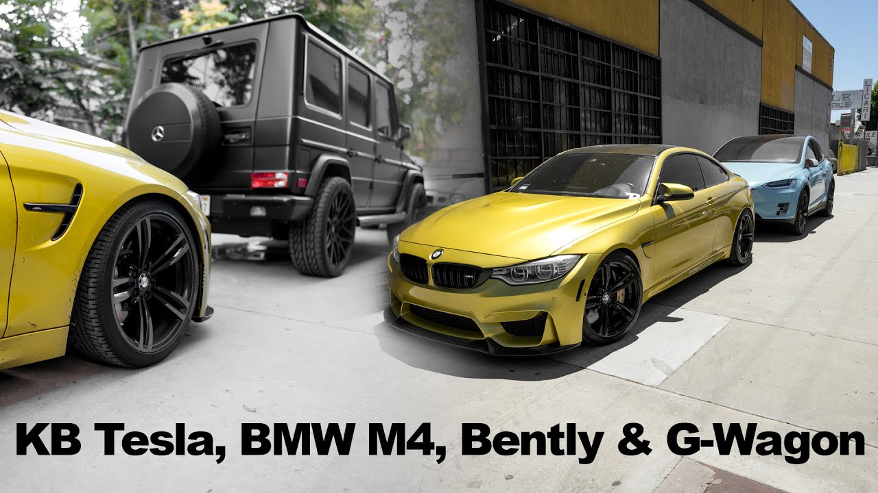 KBurton Drops off Tesla for Repair, BMW M4 & Bentley Wheels at the Shop
