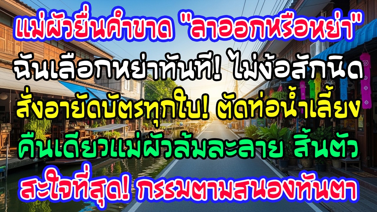 แม่ผัวให้เลือกระหว่างลาออกหรือหย่า ฉันหย่าแล้วอายัดบัตร คืนเดียวบ้านล้ม