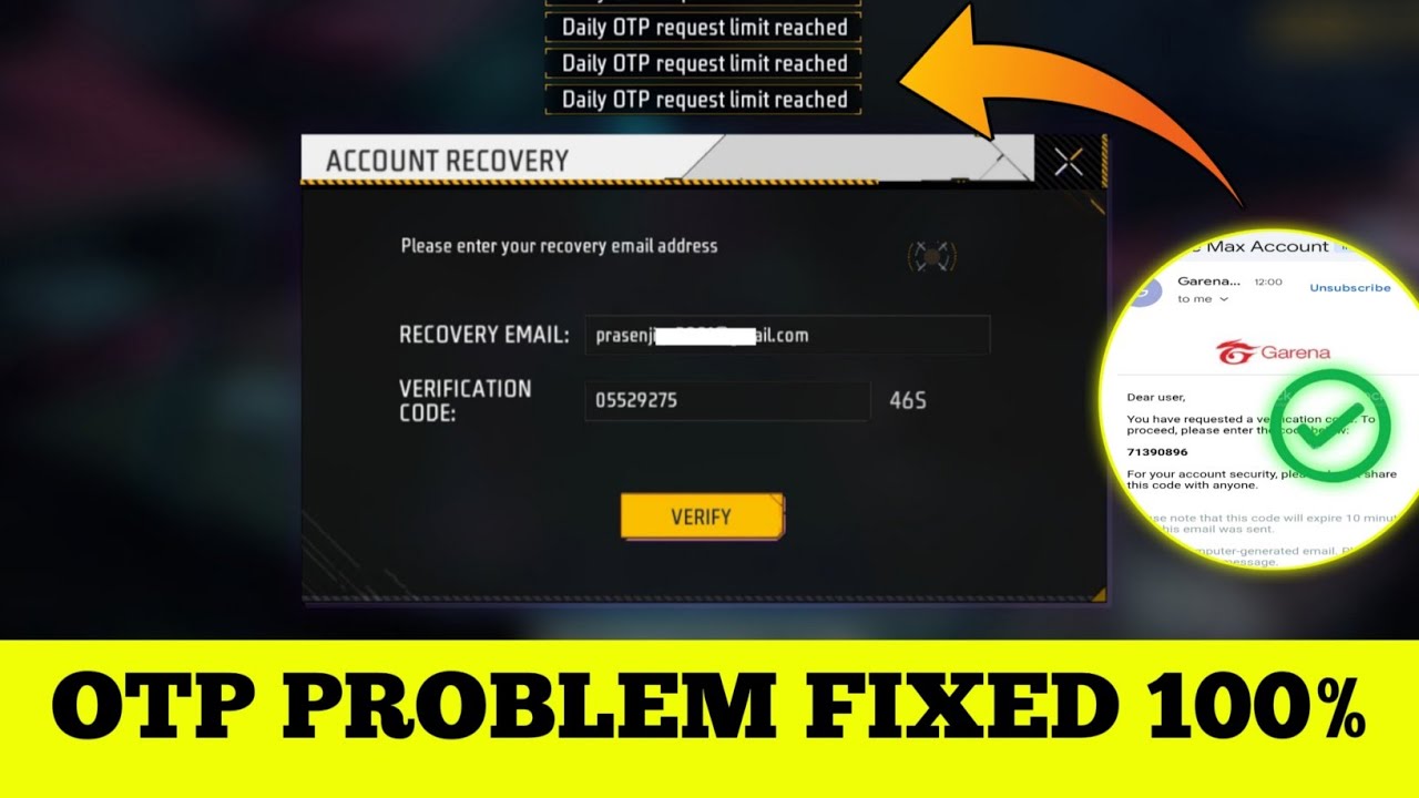 Daily OTP Request limited reached Problem free fire | Free fire Recovery Gmail OTP Problem Solve ✅