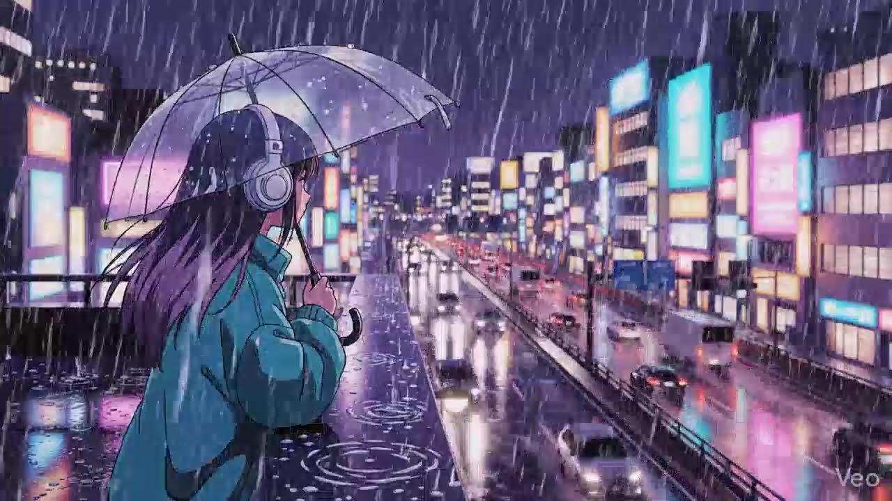 Japanese Neon City Rain 🌧️ Lofi Chillhop for Study & Focus