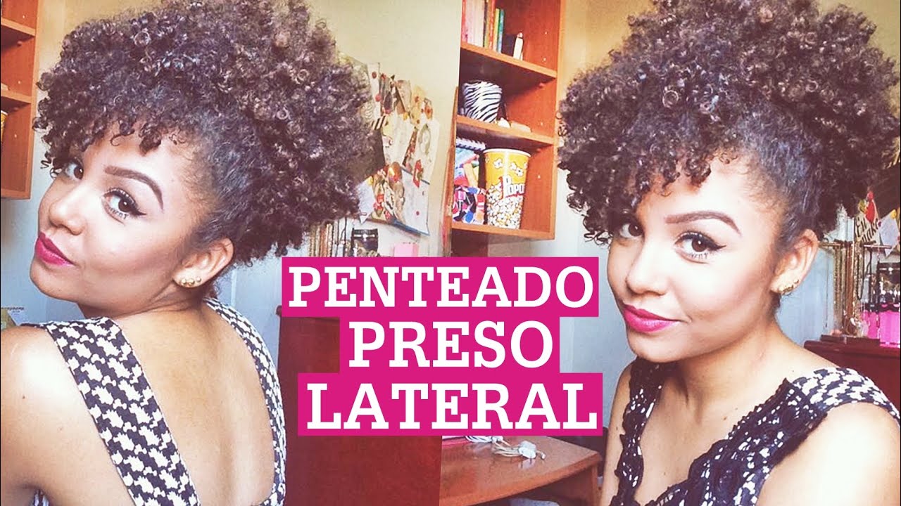 Penteado preso lateral pra cabelos curtos e cacheados/crespos