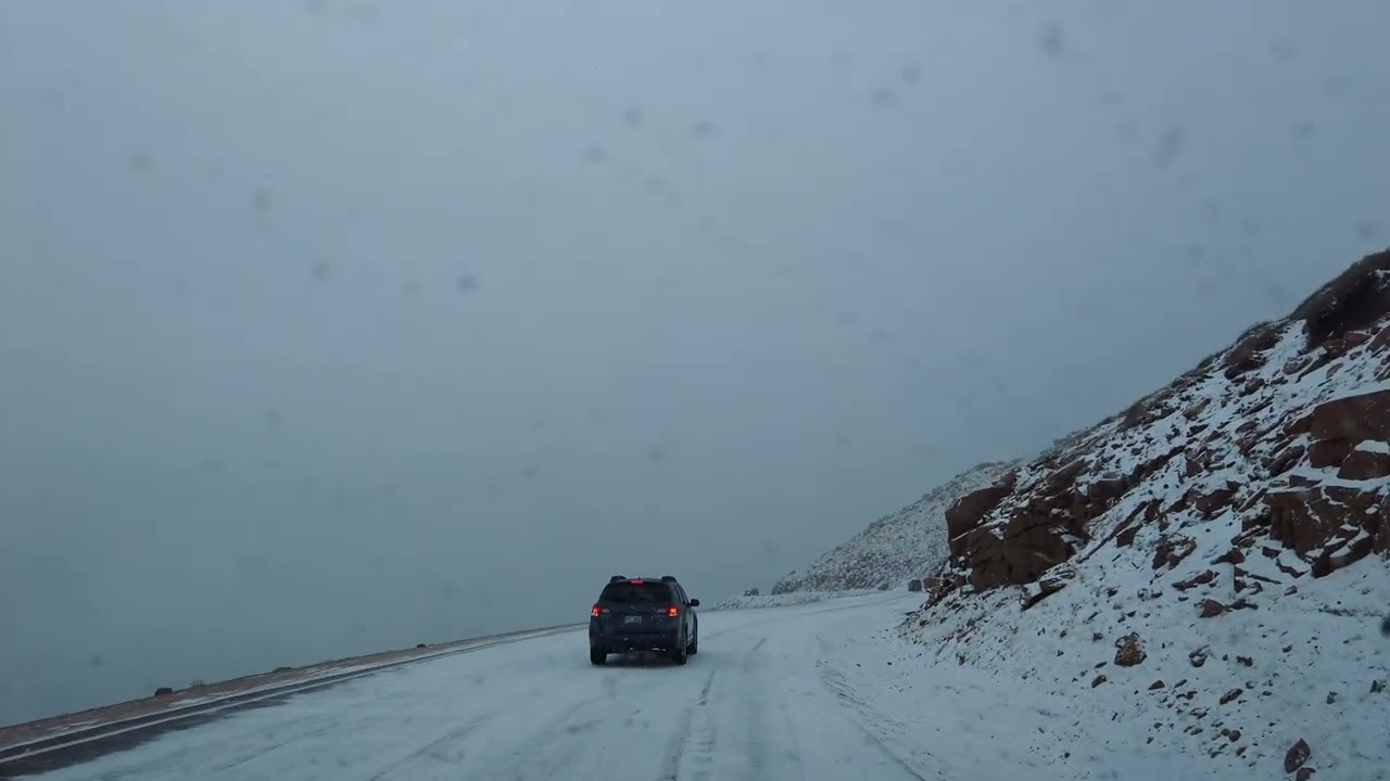 Jeep slide on Pike Peak, Colorado, spring