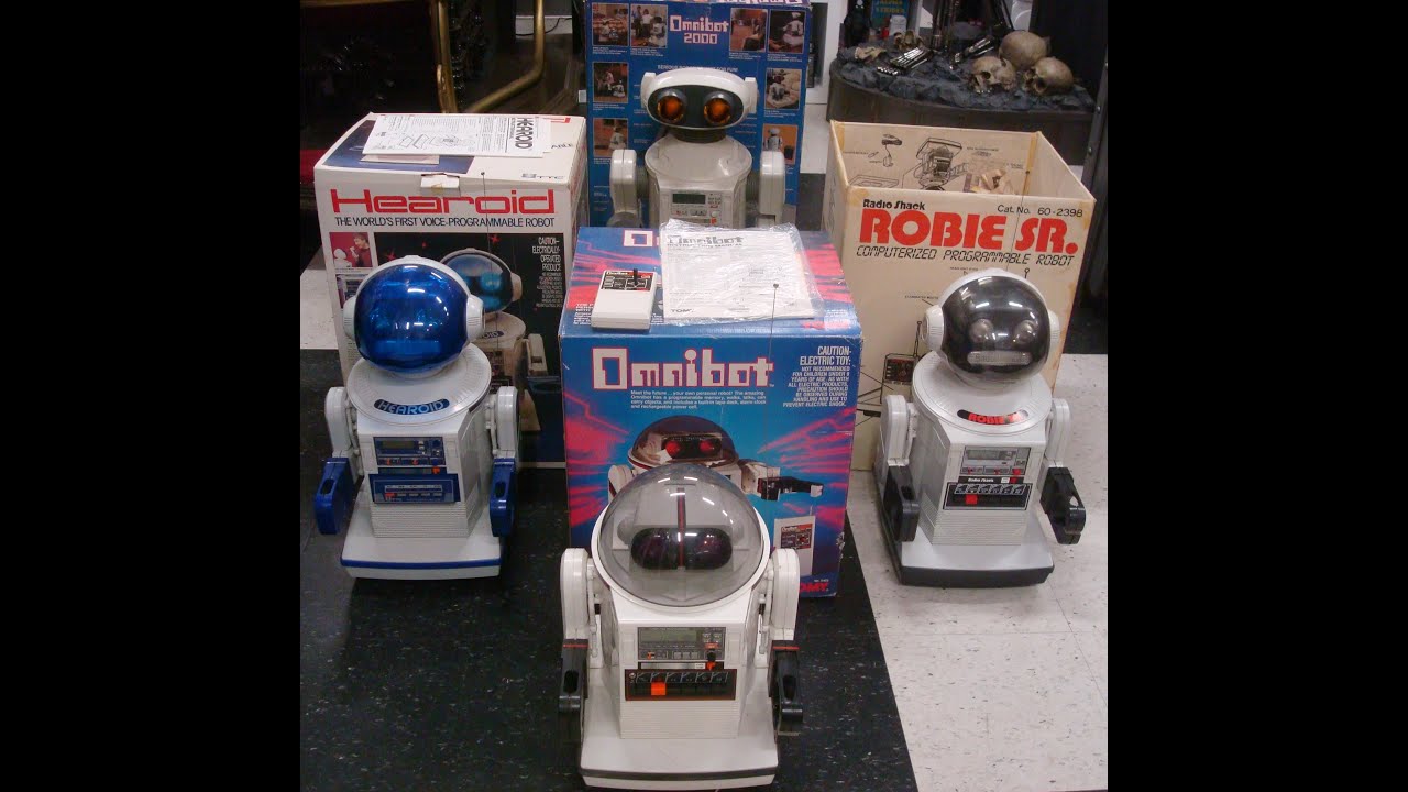 Part 1.  Omnibot. Tomy 1984. In part 2 , 3  & 4  Robie SR. , Hearoid  & Omnibot 2000.