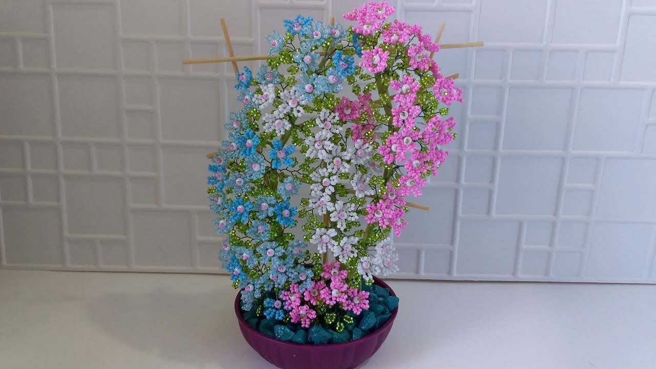 Бисероплетение. Рукоделие. 1 часть. Цветы из бисера. Броваллия. Мастер класс. Пошаговый МК .