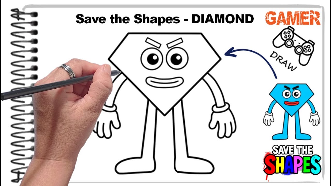 Como Desenhar o Save the Shapes Diamante - How To Draw Save the Shapes DIAMOND Roblox