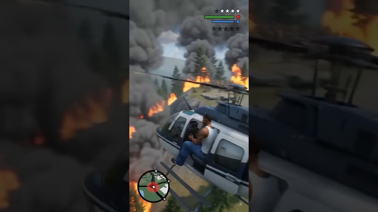 CJ Rescued Hikers from a Massive Wildfire! 🚁🔥 | GTA San Andreas AI Rescue