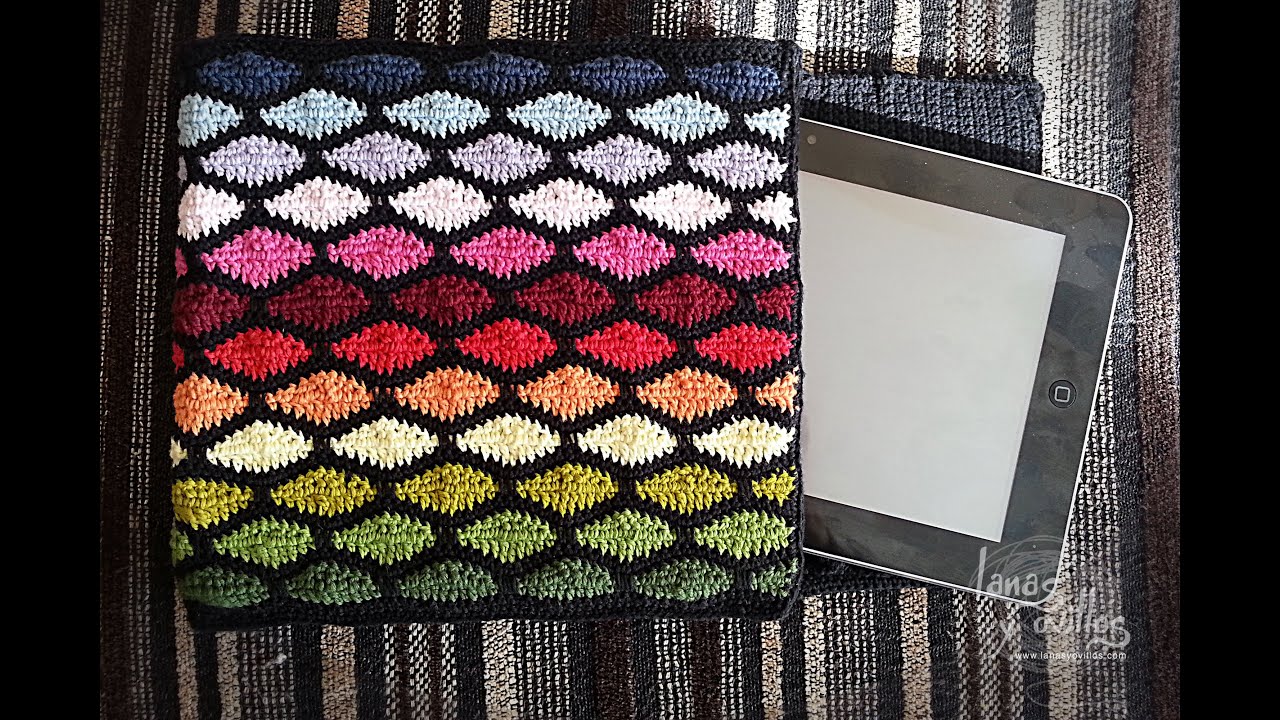 Tutorial Funda Tablet Crochet o Ganchillo Punto Ondas Wave Stitch