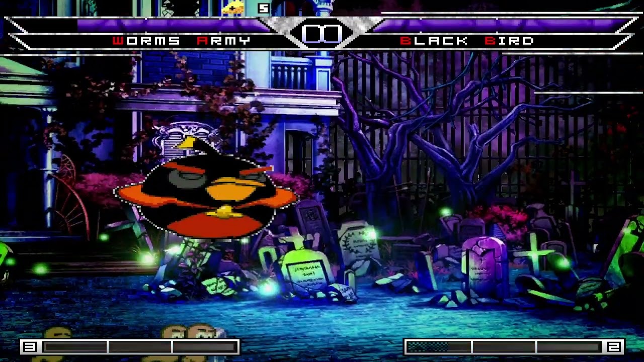 KOF MUGEN worm army vs team Angry Birds: Red Yellow birds(Chuck) Black birds(Bomb) Hal