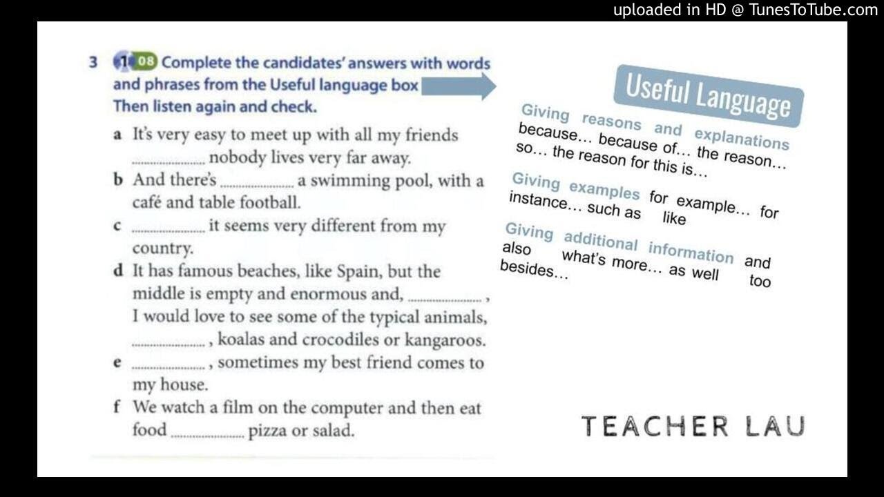 1.8 Speaking Folder 1 - Paper 4 Part 1 - Unit 6