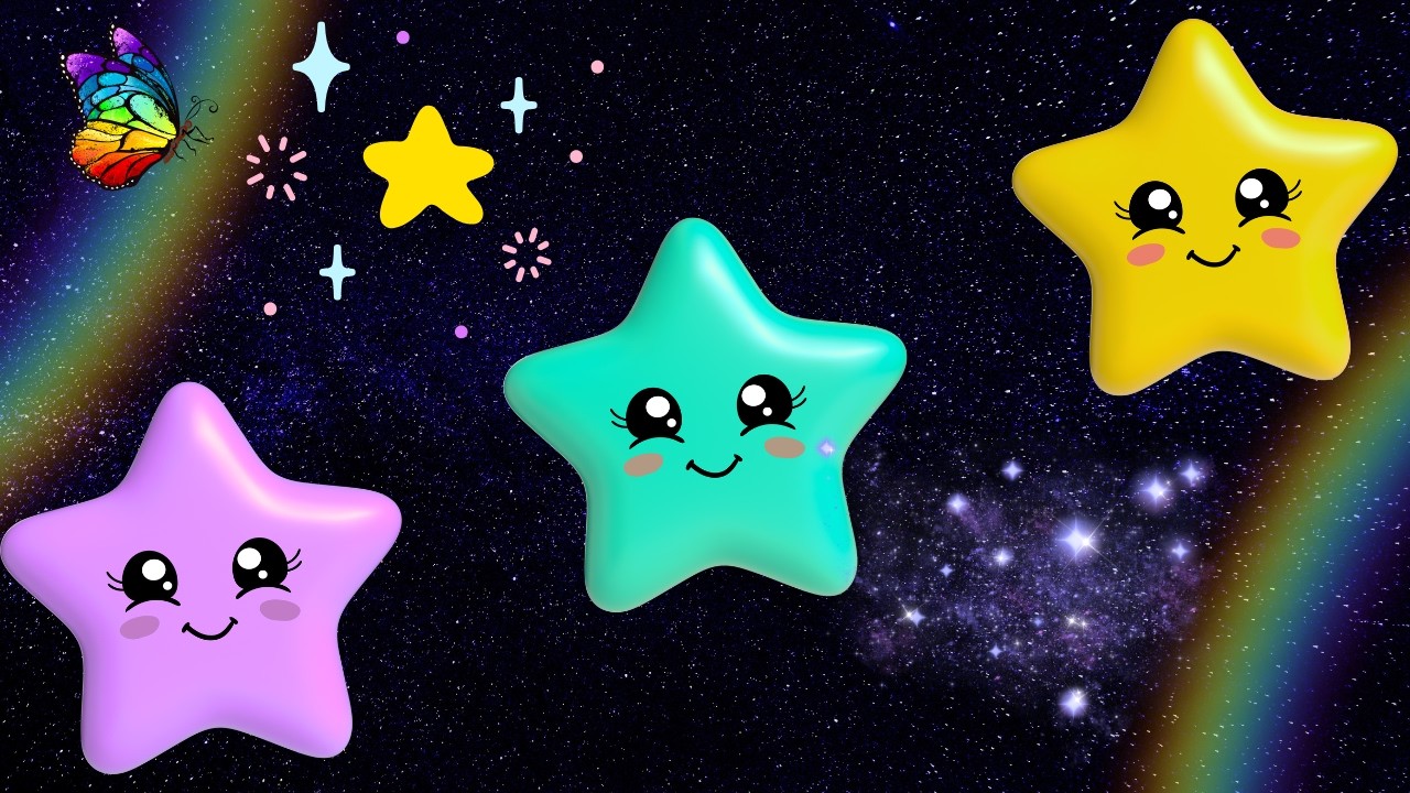 Twinkle Twinkle Little Star 🌟Shiny Rainbow Nursery Rhyme Song for Kids / Sing Along Star Music Fun✨