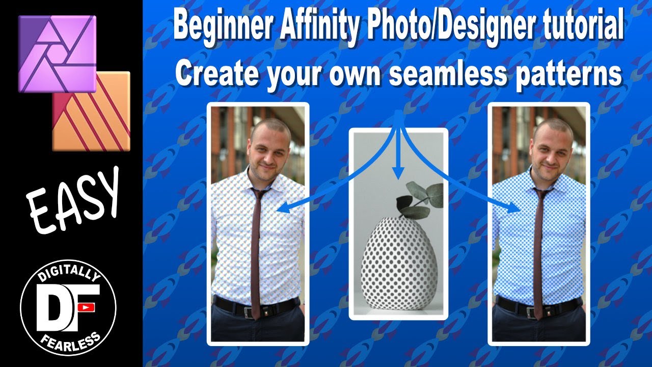 Affinity Photo beginner tutorial. Create a seamless pattern to place on anything. works in Designer