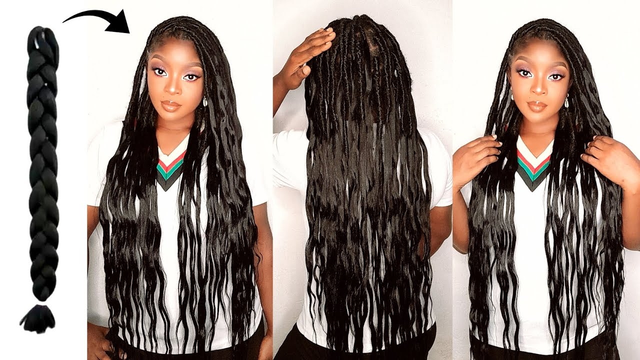MERMAID LOCS😳 Hairstyle Tutorial Using Braiding Hair| Afro Kinky Bulk