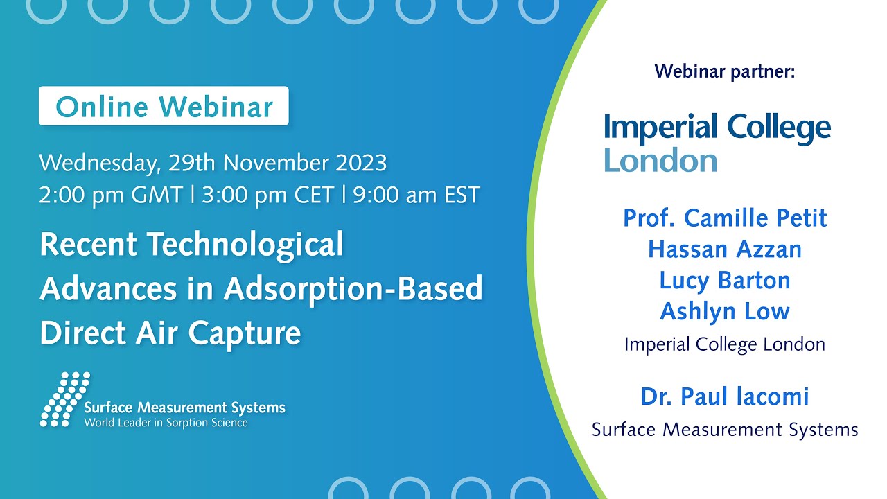 Online Webinar: Recent Technological Advances in Adsorption Based Direct Air Capture